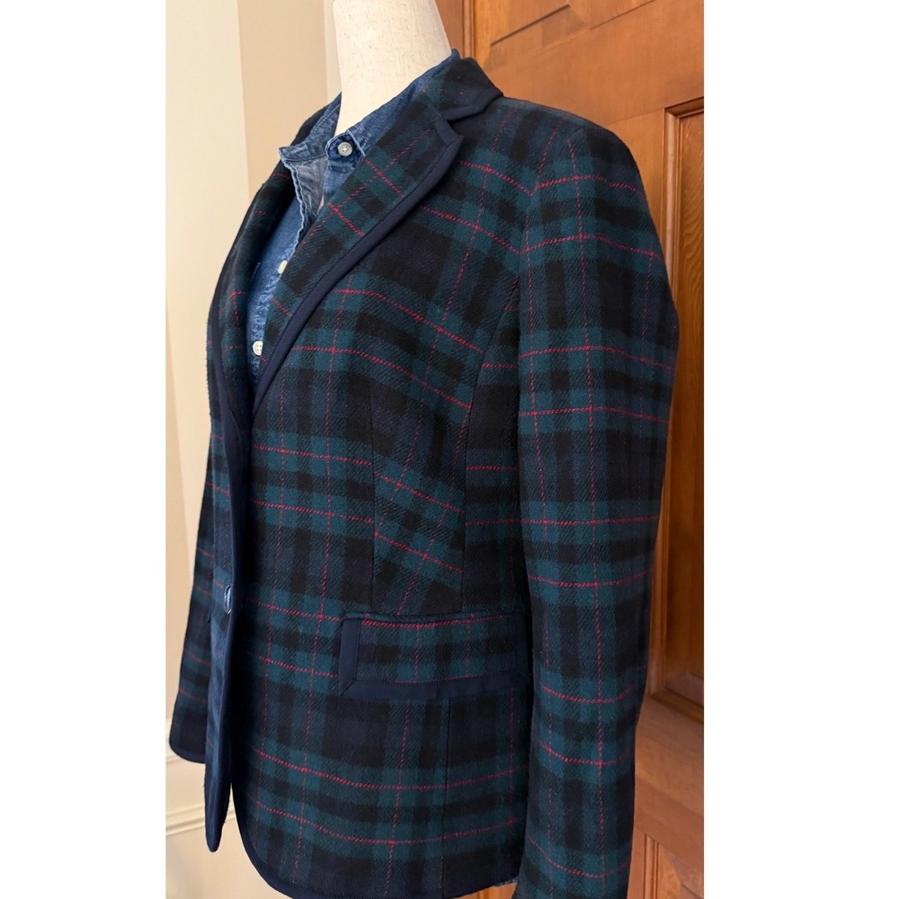 Talbots Plaid Blazer Womens Size 8 Wool Blend Two-Button Business Prep Jacket